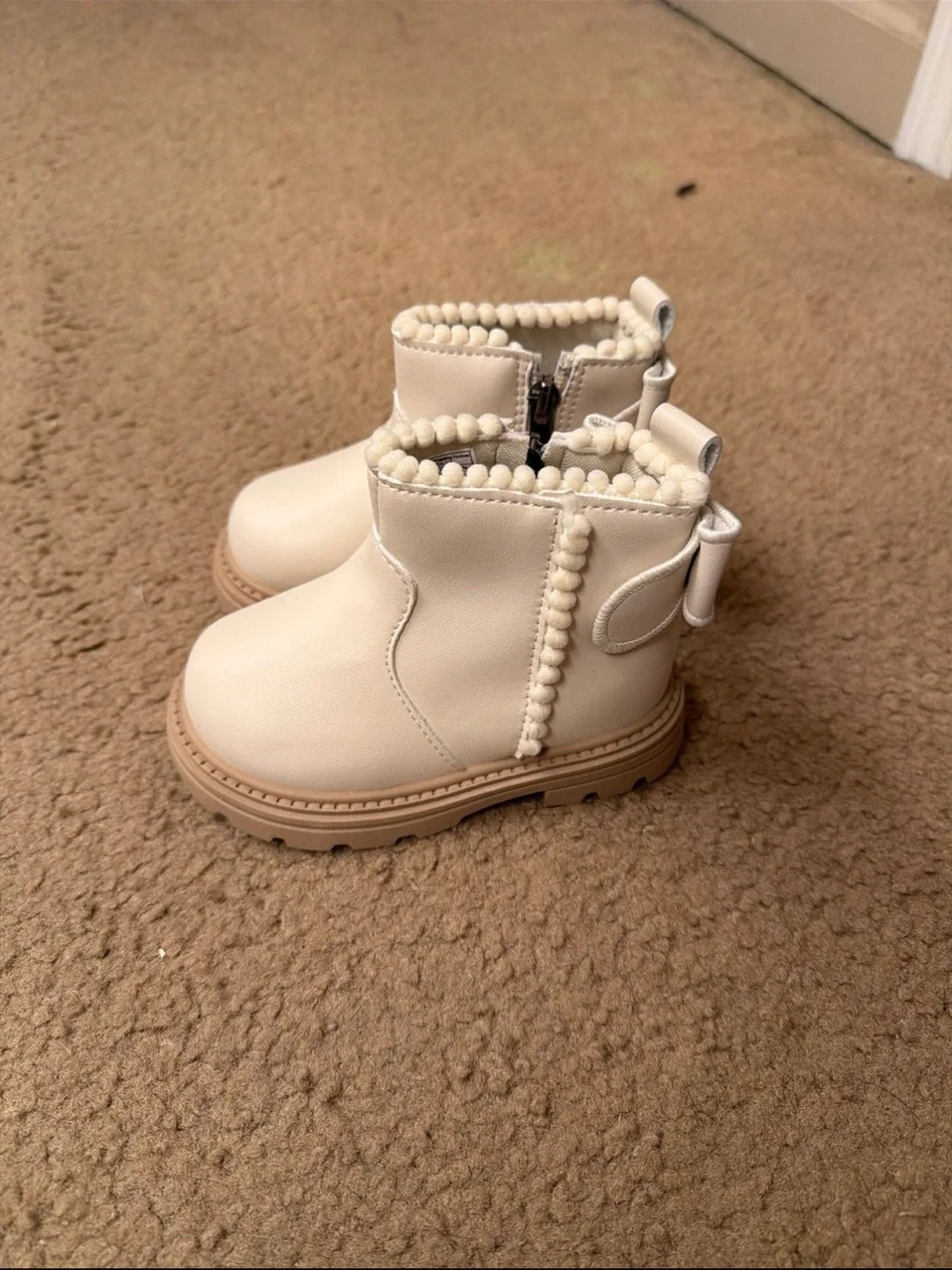 Kids Cream Ankle Boots